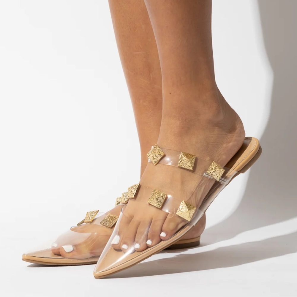 Clear gold studded sandal - Picture 3 of 4
